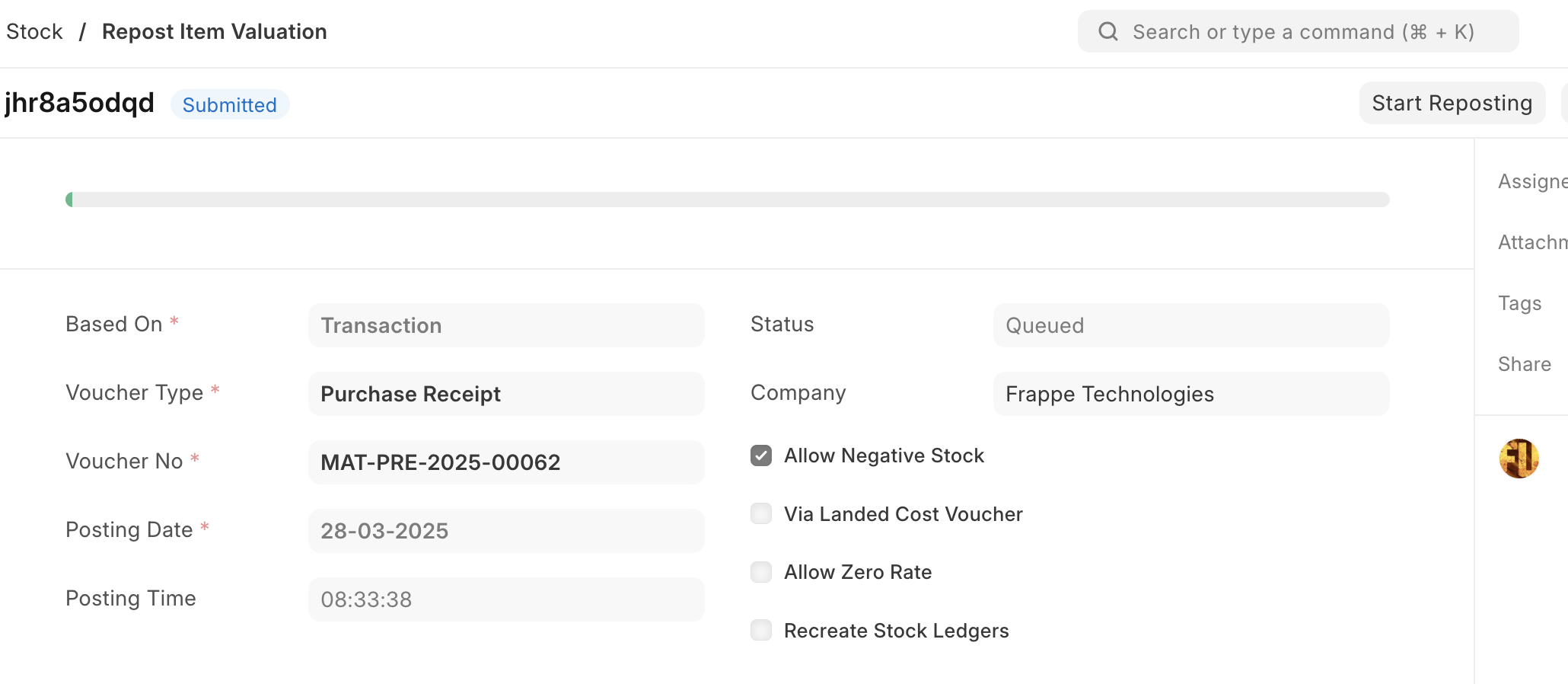 Repost Item Valuation